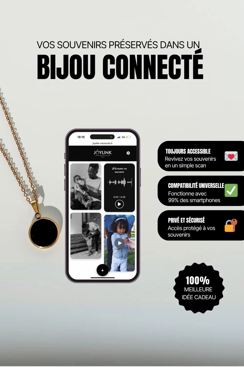 Bijou personnalisé Joylink avec souvenir numérique