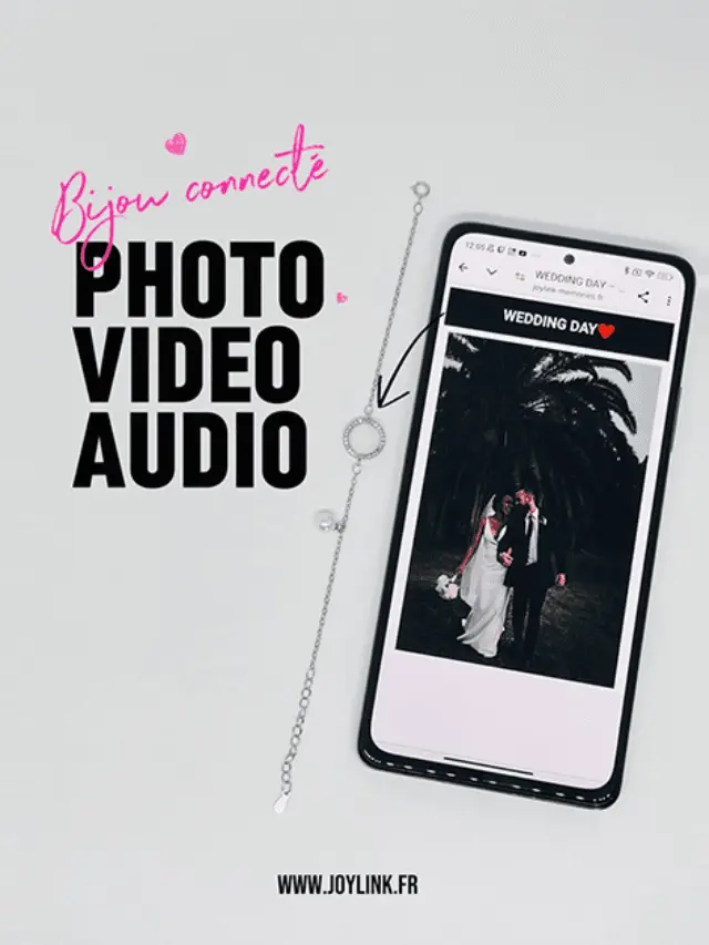 Bijou souvenir de mariage Joylink pour conserver une photo, une vidéo ou des vœux du jour J