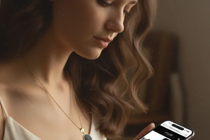 femme qui scanne un collier souvenir connecté Konnect 2