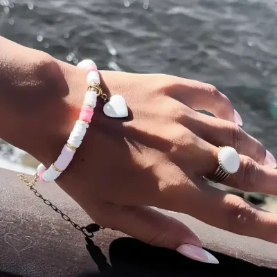 charm personnalisable en forme de coeur en acier inoxydable doré